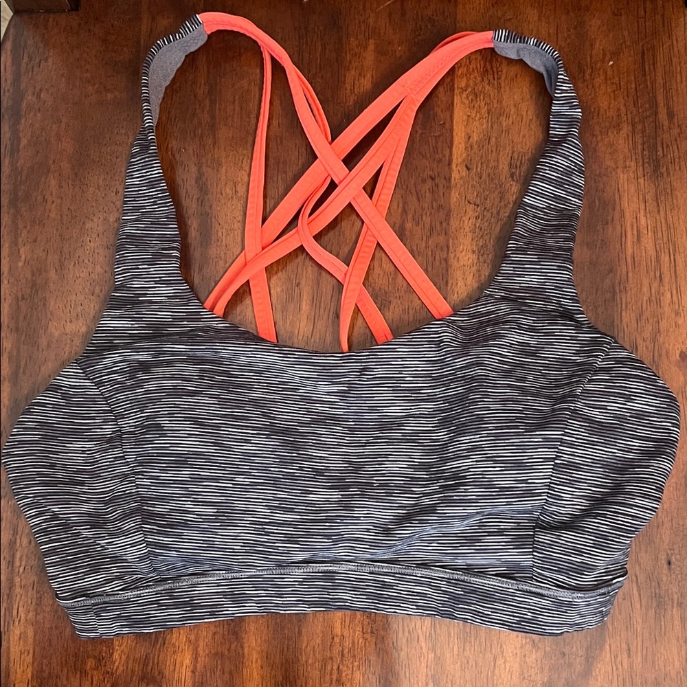 Lululemon gray and red strappy sports bra